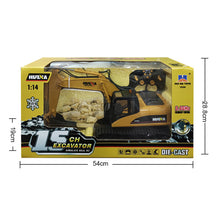 Load image into Gallery viewer, 1/14 Alloy RC 15-Channel Excavator Digger Engineering Truck with Lights and Sound