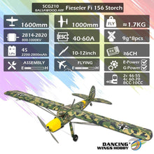 Load image into Gallery viewer, Dancing Wings Fi156 Storch Camouflage 1600mm Wingspan Balsa - ARF PNP