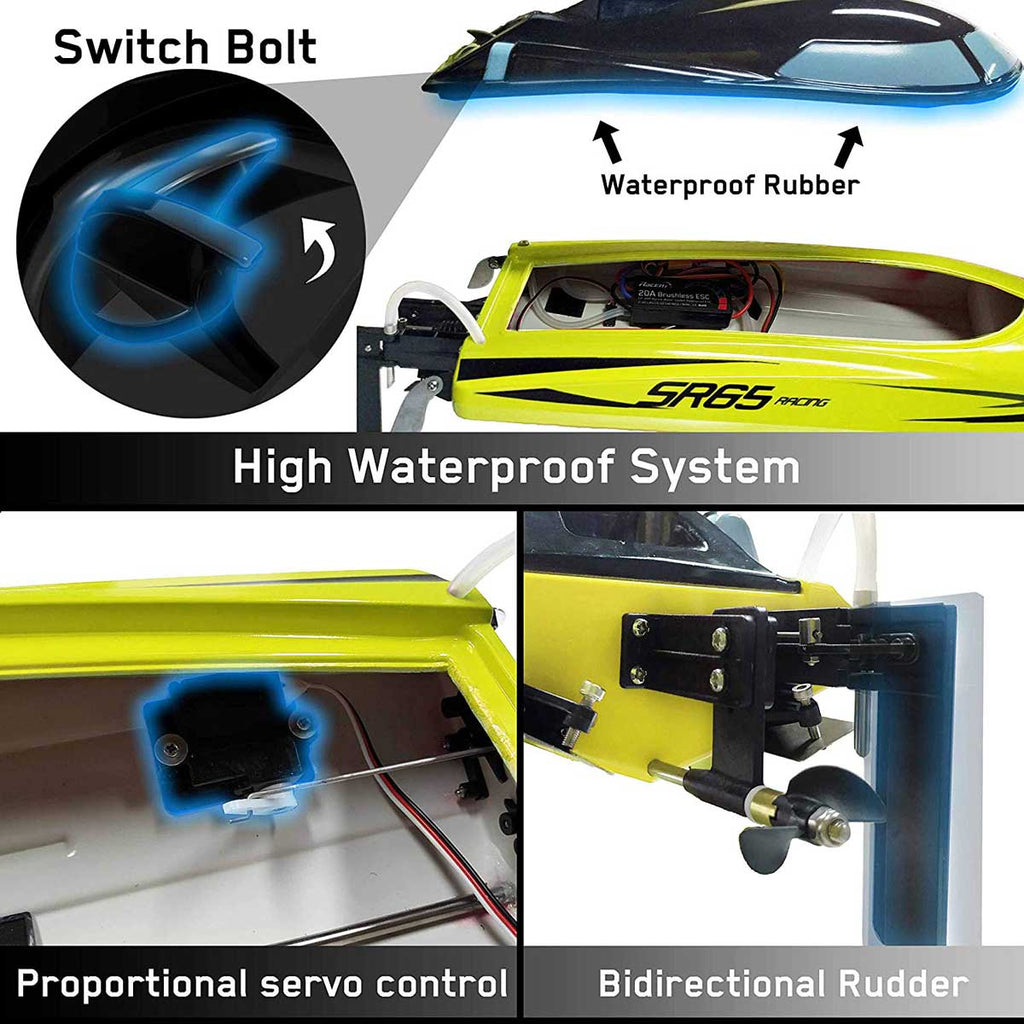 VOLANTEXRC Vector SR65 35mph RC Racing Boat With Auto Roll Back RTR Yellow